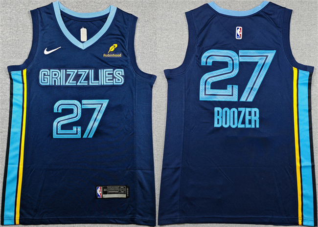 Men's Memphis Grizzlies #27 Cameron Boozer Navy 2026 Draft Icon Edition Stitched Jersey